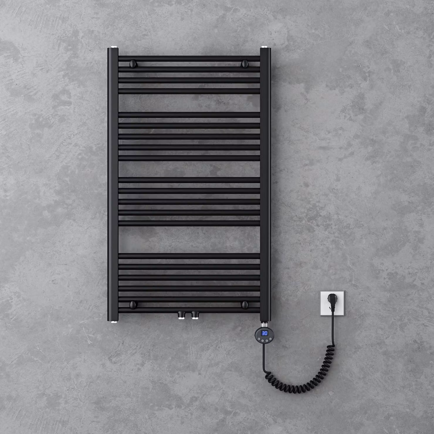 doporro Radiatore Piatto 100x60cm con Elemento Riscaldante 600W, Scaldasalviette da Bagno Termoarredo in Acciaio, Antracite, Riscaldamento Elettrico o ad Acqua Calda RHE