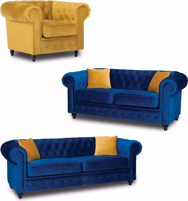 Chesterfield Sofagarnitur Couch Möbel Wohnzimmer Einrichtung 3+2+1 Sitzer