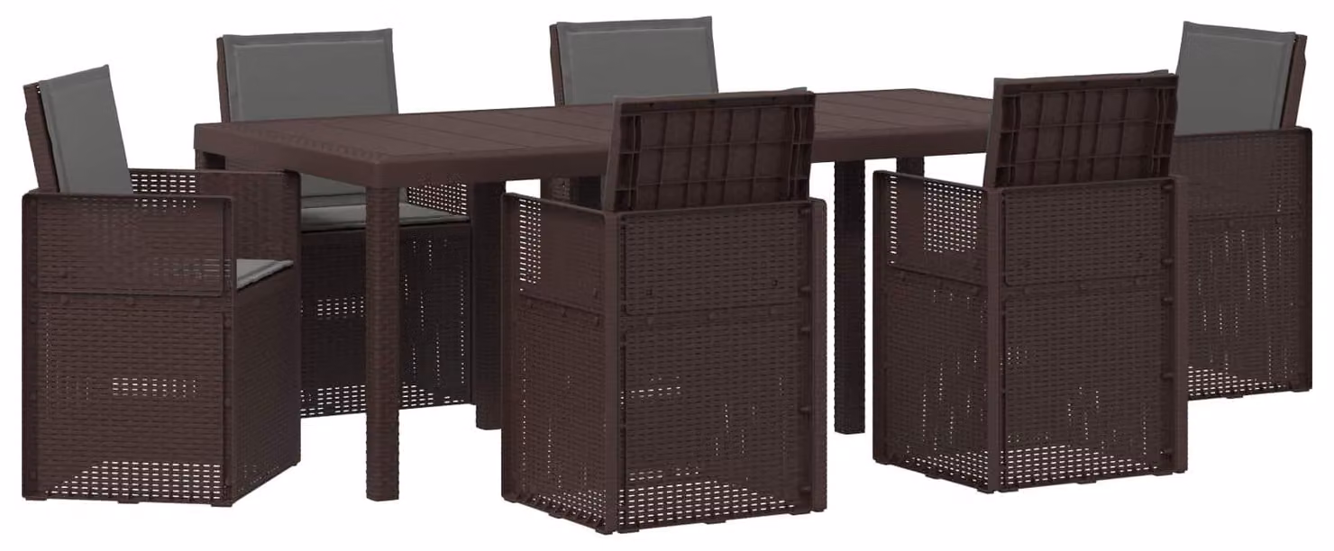 Set da Pranzo per Giardino 7 pcs Marrone e Antracite PP