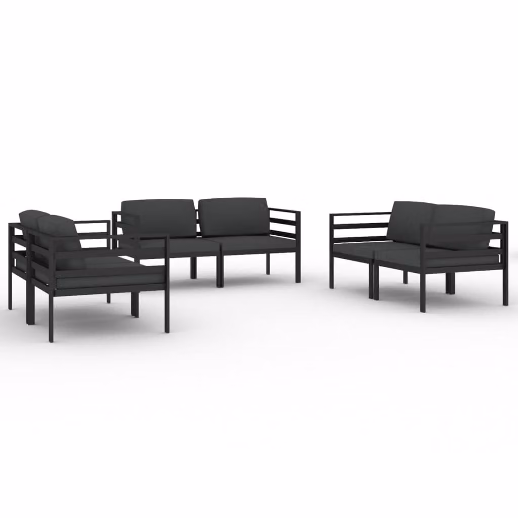 Set Divani da Giardino 6 pz con Cuscini in Alluminio Antracite