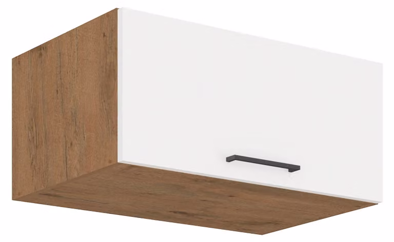 Armadio alto Vigo, 80 cm, impiallacciatura di quercia Lancelot, bianco lucido, per cucina lineare