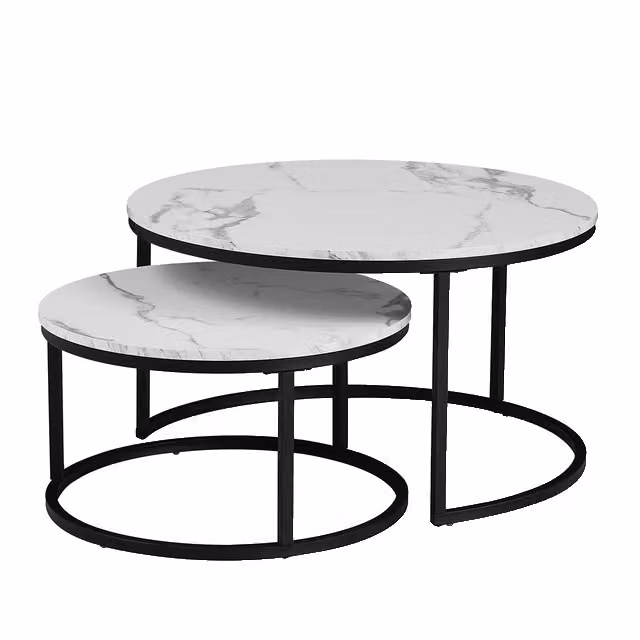 Tavolino con texture marmo, design 2 in 1, supporto in metallo, 80 cm