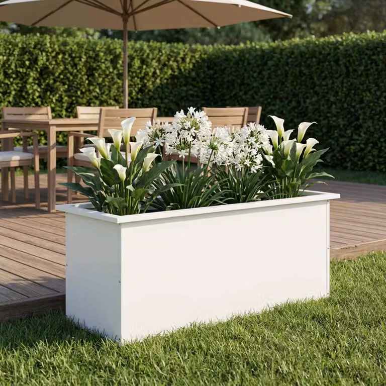 Fioriera da giardino con LED vidaXL in acciaio bianco L 100 x P 40 x H 40 cm