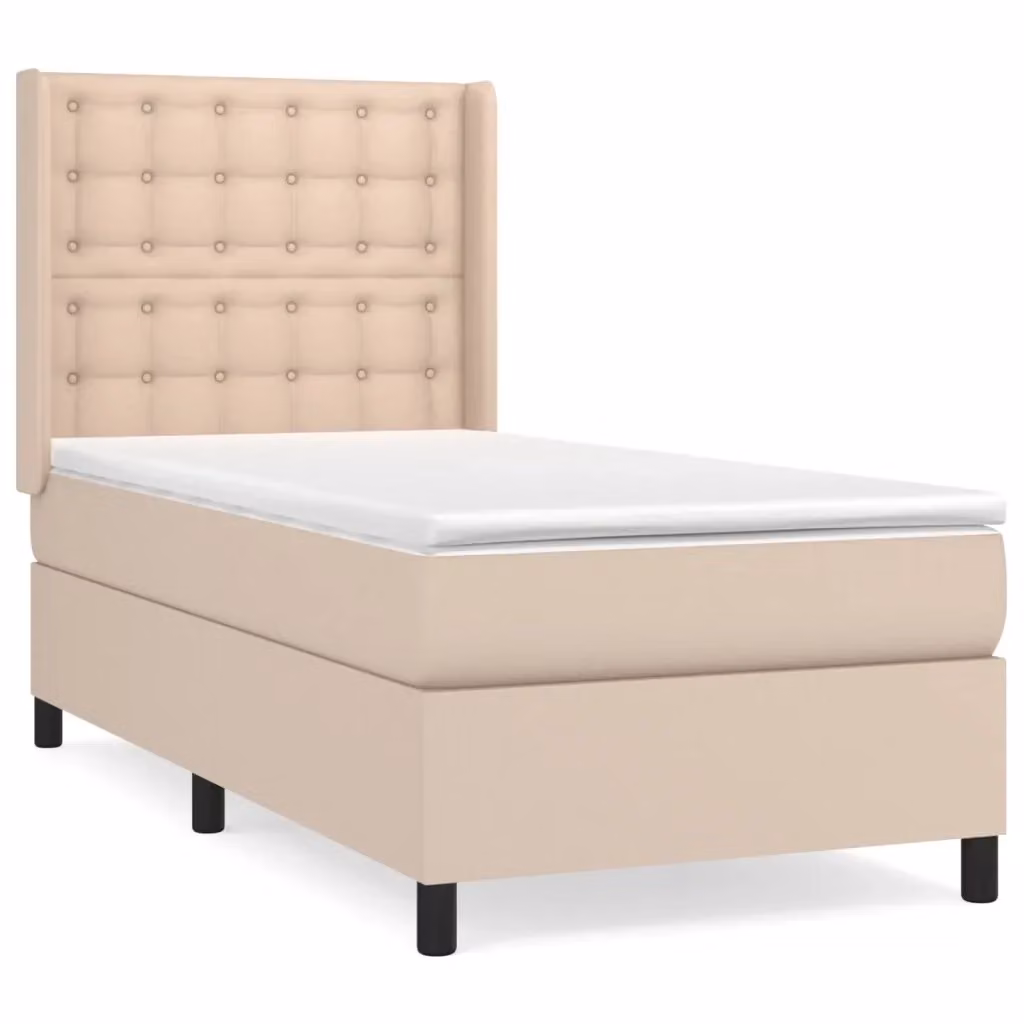 Giroletto a molle con materasso vidaXL in similpelle color cappuccino, dimensioni 80 x 200 cm – 2