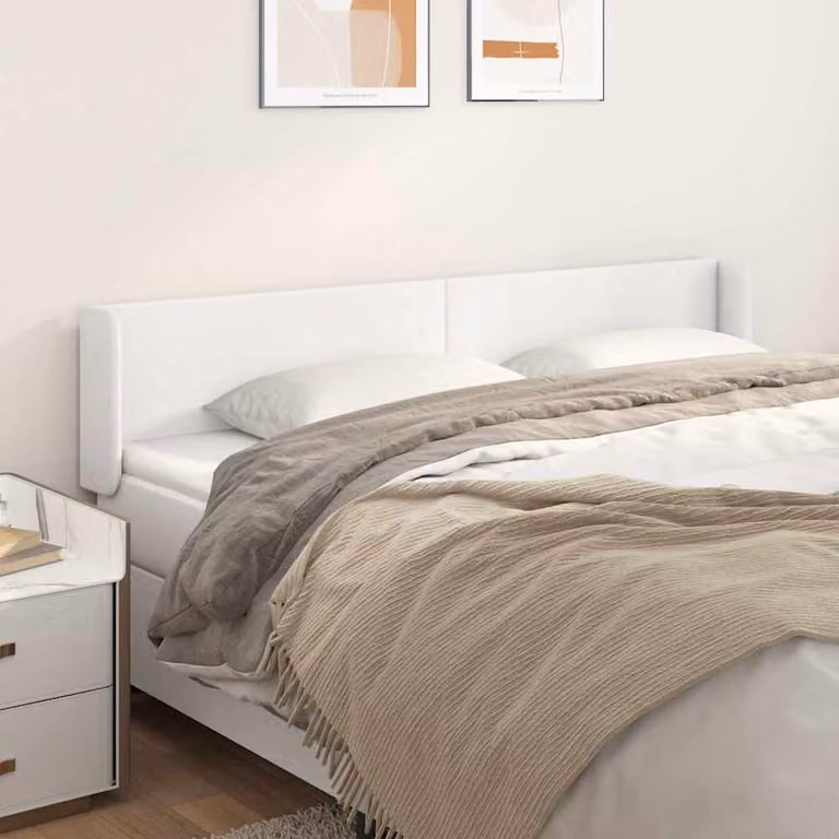 Testiera ad orecchio vidaXL in similpelle bianca con struttura in legno L: 183 cm, P: 16 cm, H: 78-88 cm