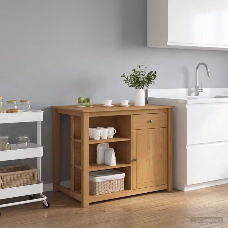 Set isola da cucina vidaXL PANAMA in legno di pino color cera di miele L/P/H: 112 x 77 x 90 cm