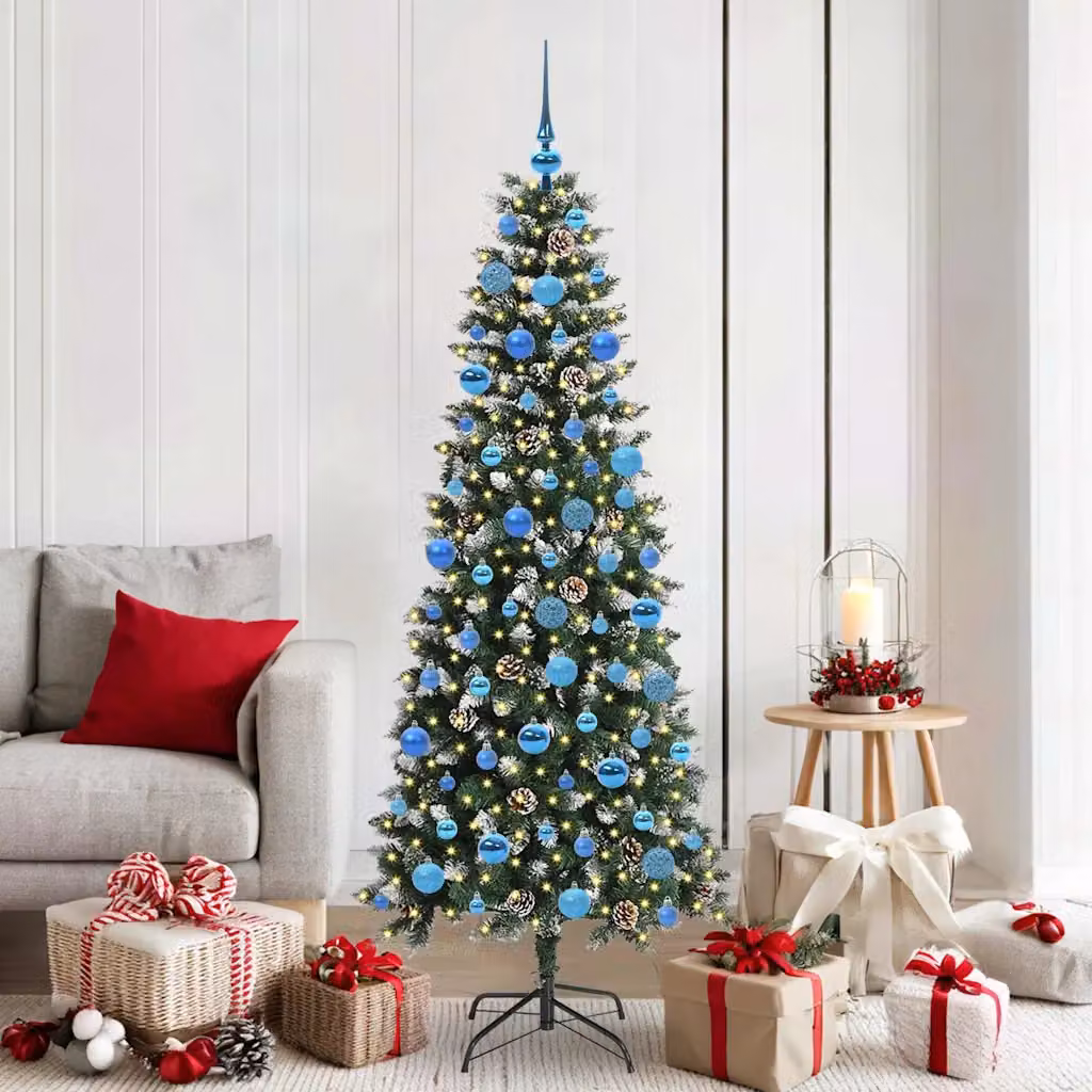 Albero di Natale artificiale moderno vidaXL verde con luci LED bianco caldo Altezza: 180 cm
