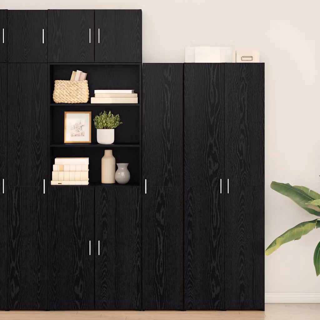 Credenza vidaXL in legno stile minimalista, colore nero e marrone, L: 30 cm, P: 42,5 cm, H: 185 cm