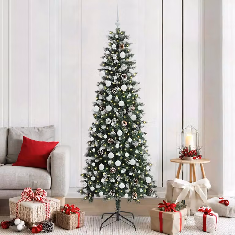 Albero di Natale artificiale verde vidaXL con luci LED bianco caldo, Altezza: 210 cm