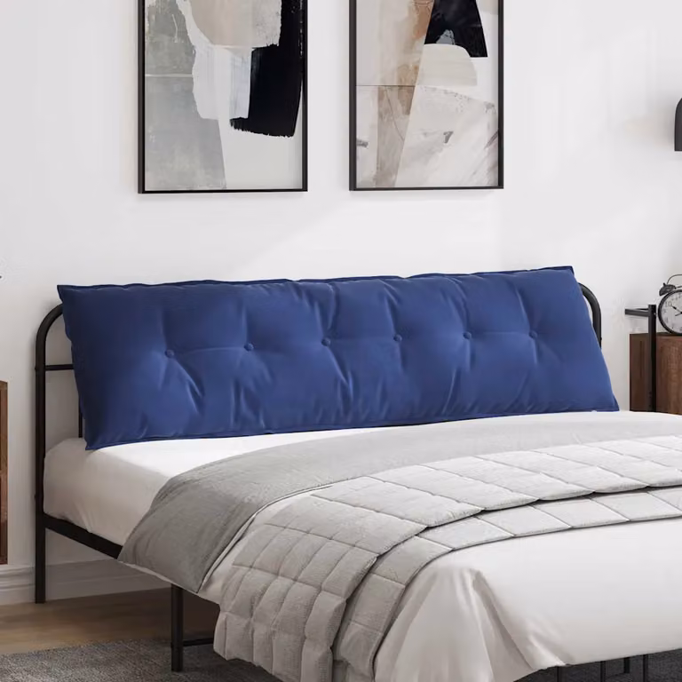 vidaXL Cuscino per Schiena Blu in Velluto a Costine con Rivestimento Rimovibile L: 180 cm, P: 50 cm, H: 19 cm