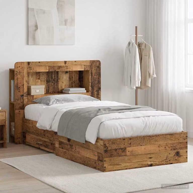 vidaXL Telaio del letto con contenitore in legno color marrone L 200 x L 80 cm