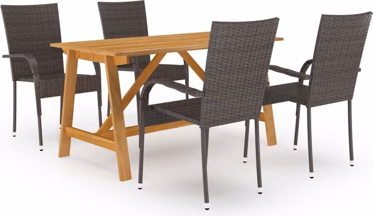 Maison Exclusive - Set da pranzo da giardino a 5 pezzi, marrone