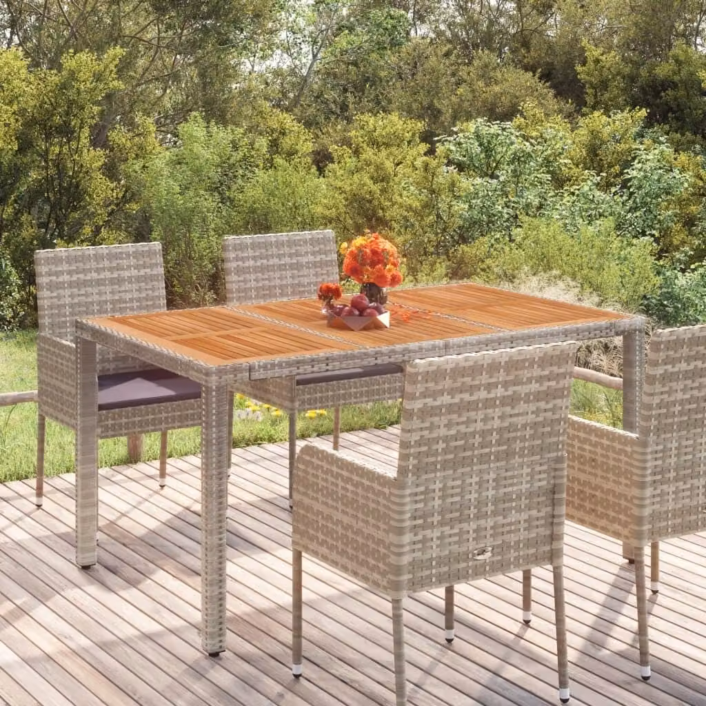 Maison Exclusive - Tavolo da giardino con piano in legno grigio 150x90x75 cm in rattan sintetico