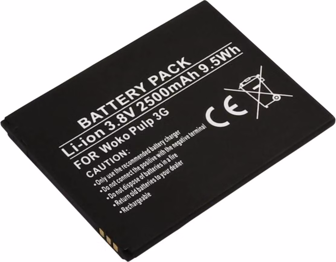 Avizar, batteria di ricambio agli ioni di litio 3,8 V 2500mAh per Wiko Pulp 3G - potente e sicura, nero