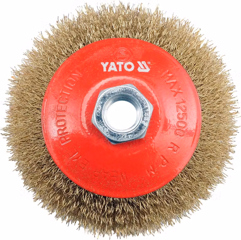 Spazzola a tazza 100 mm, filo rivestito in ottone, M14