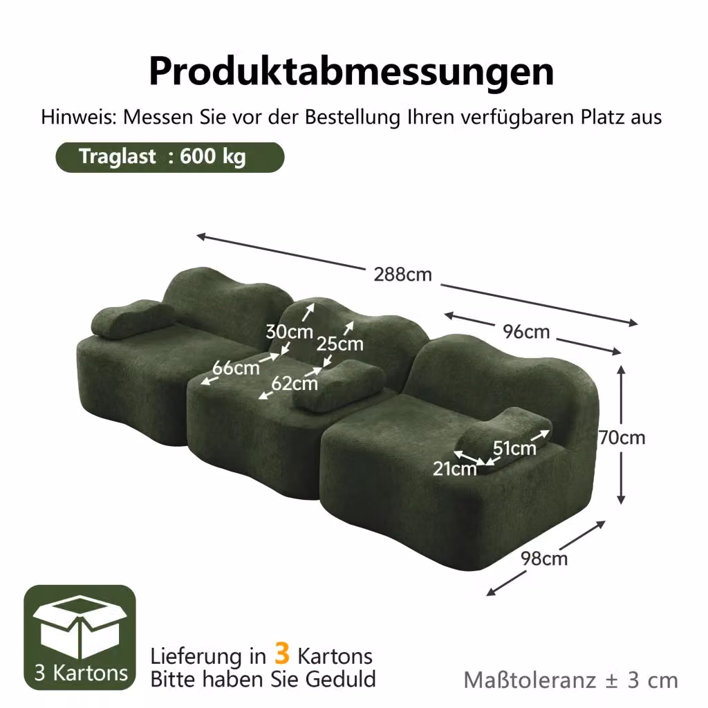 Divano modulare WISHDOR in velluto verde con seduta ampia e schienale ergonomico – 2