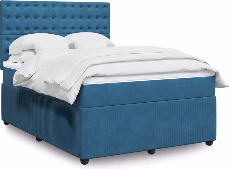 Maison Exclusive - Giroletto a Molle con Materasso Blu Scuro 140x200 cm in Velluto