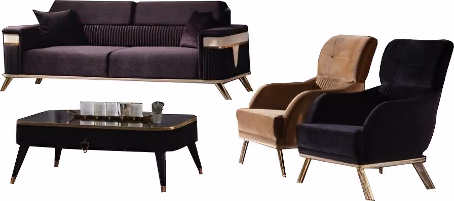 Sofagarnitur Sofa 3+1+1 Sitzer Wohnzimmer Set 3tlg Sofas Modern Lila Stil