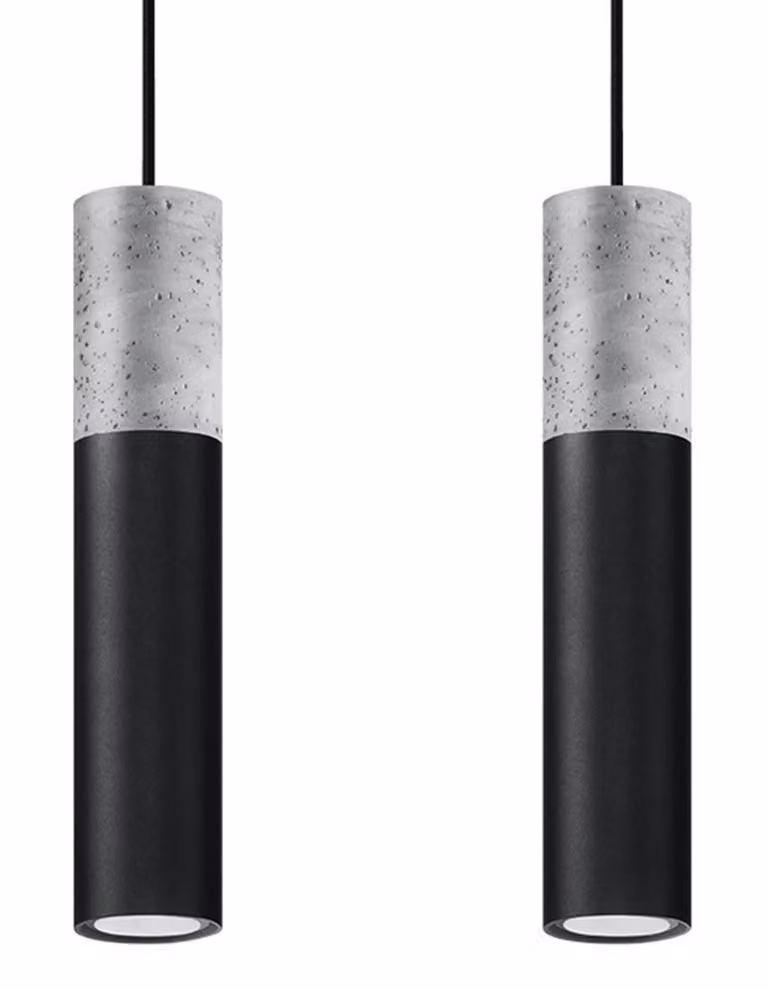 Lampada a sospensione BORGIO 2 nero 2xGU10 10W acciaio/cemento 90x6x30cm Sollux Lighting