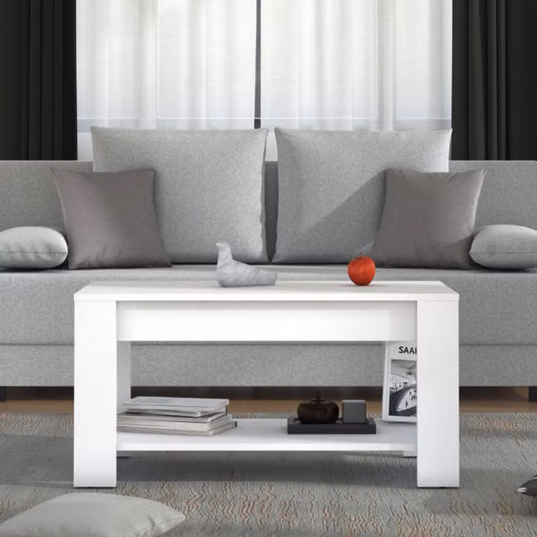 Dmora Tavolino da Salotto Signa 90x50x46h cm Bianco, un Vano Forma Rettangolare