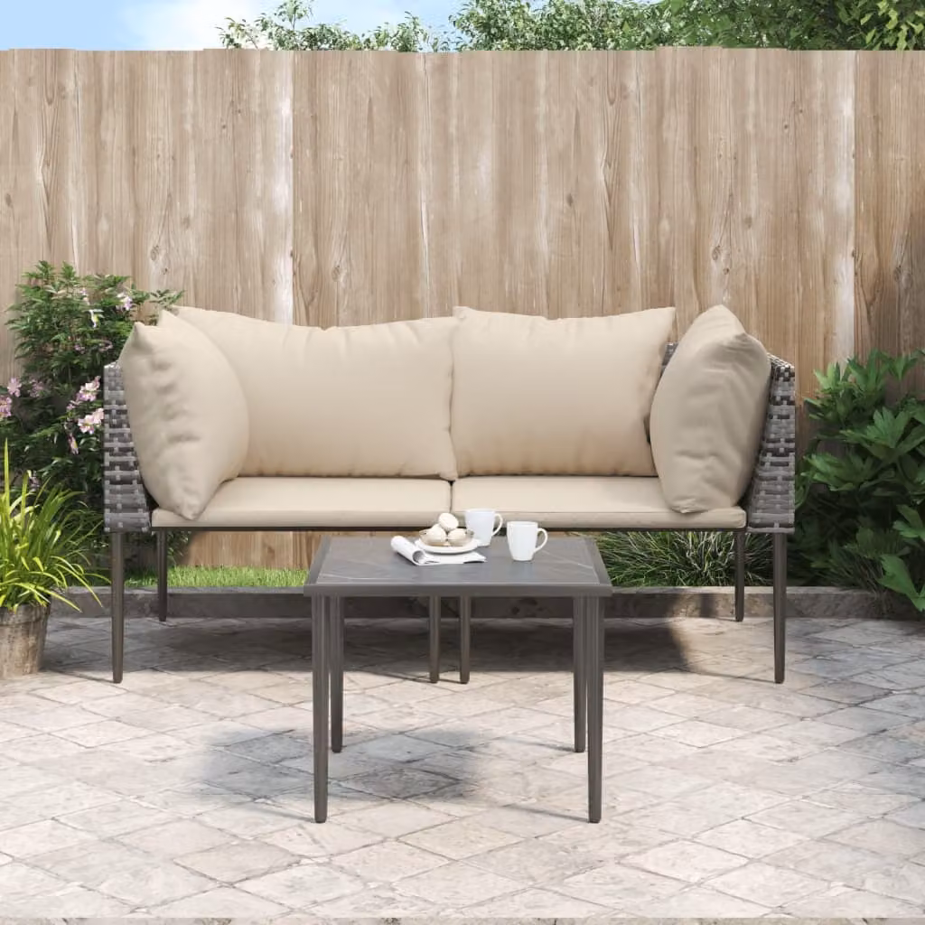Maison Exclusive - Set da giardino 3 pezzi con cuscini grigio in polyrattan