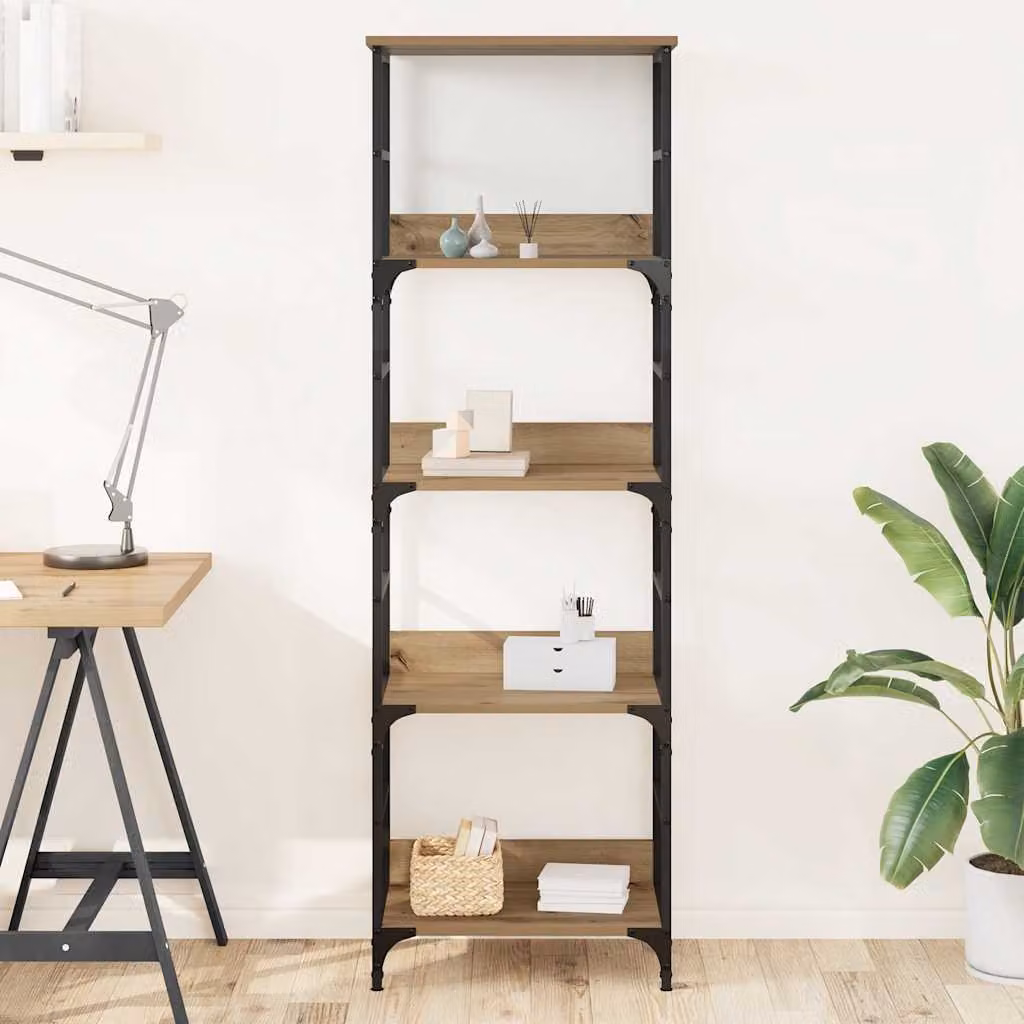 Libreria stile industriale vidaXL in legno e metallo, colore marrone, L 50 cm x P 33 cm x H 153 cm