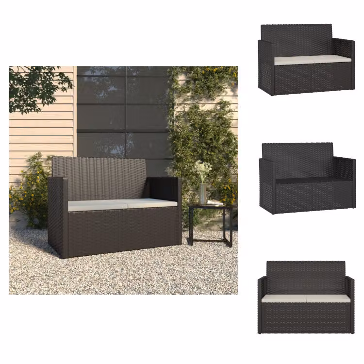 vidaXL Panchina da giardino con cuscini neri 105 cm in poly rattan - Panchine da giardino