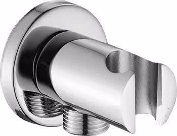 Raccordo angolare di design con supporto cromato per soffione doccia