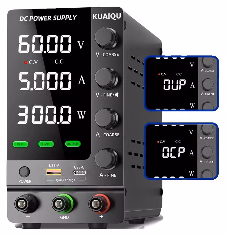 Alimentatore da laboratorio, tensione di uscita regolabile, ricarica rapida USB, potenziato 60 V 5 A 300 W, 220 V-b