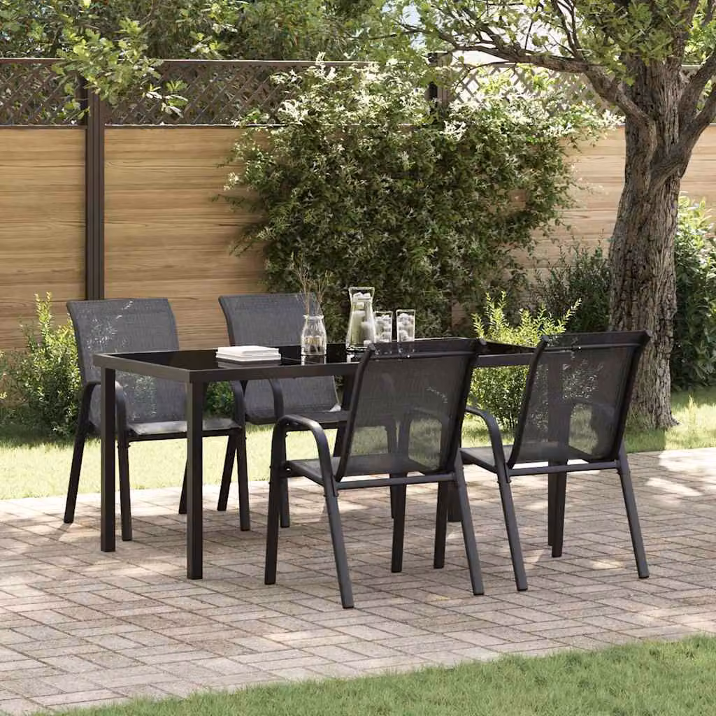vidaXL Sedie da Giardino Impilabili 4 pz in Tessuto Textilene Nero