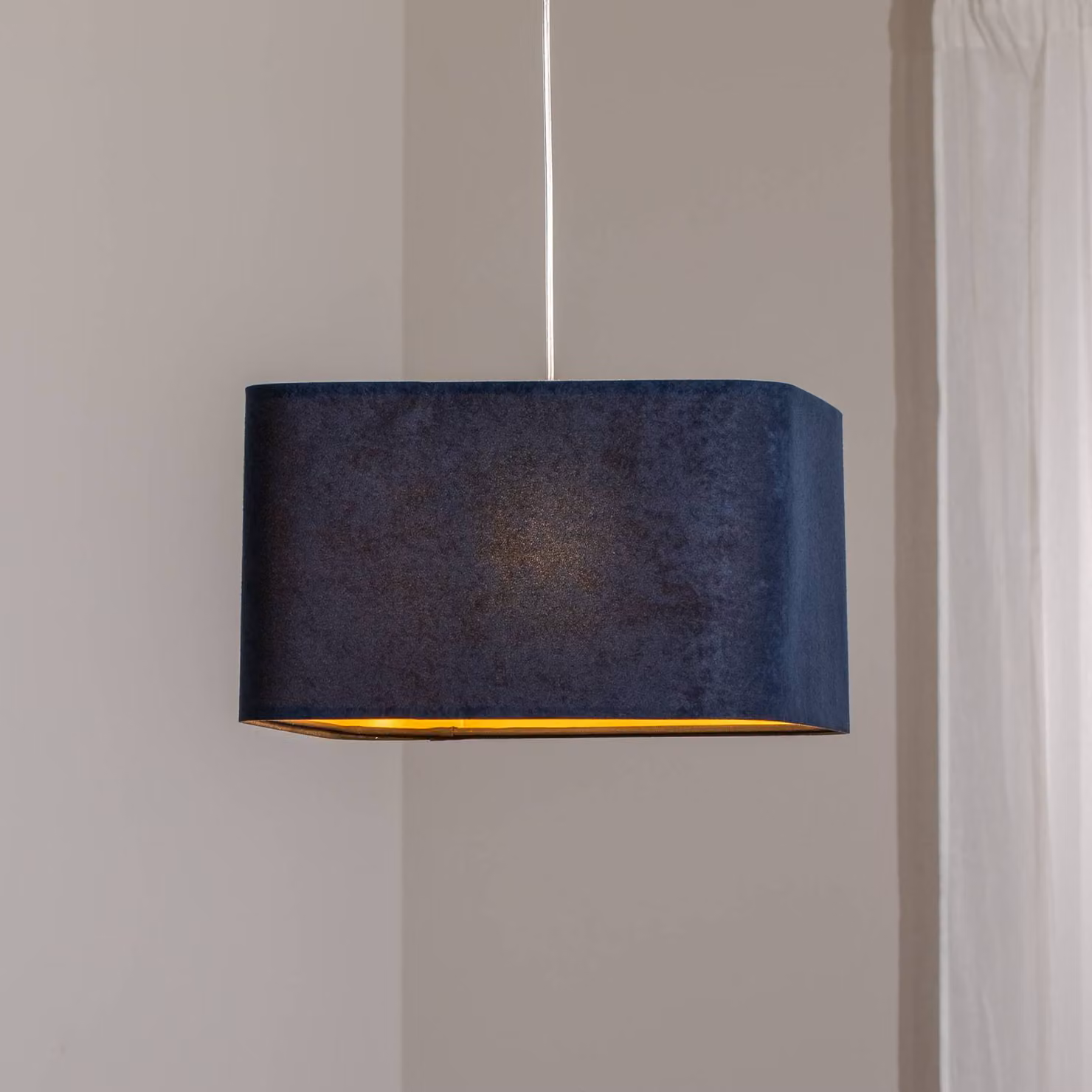 Lampada a sospensione Kwadro Maco Design, dimmerabile, Blu, Soggiorno / Sala da pranzo, Tessuto / Stoffa / Seta, Lampada a sospensione
