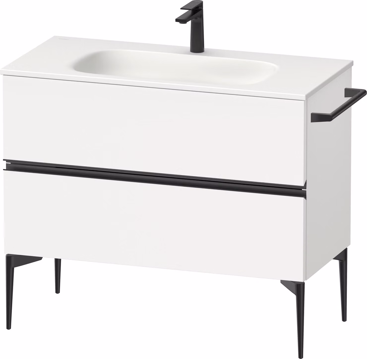 Duravit Sivida Meuble sous-lavabo, 2 tiroirs, poignée encastrée noir diamant mat, 1010x477x592mm, pour Sivida, SV46520BD180000, SV46520BD180000