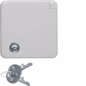 Presa Berker 4212 SCHUKO con placca di copertura, sportellino ribaltabile e serratura, grigio lucido, per incasso