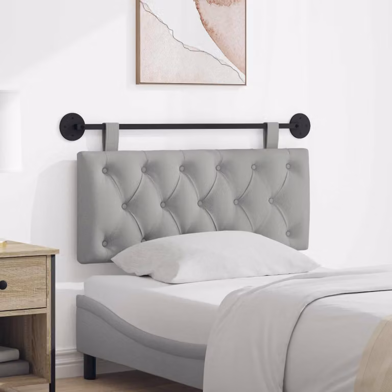 Testiera sospesa moderna vidaXL in tessuto Grigio Nuvola, L: 110 cm, H: 55 cm, P: 7 cm