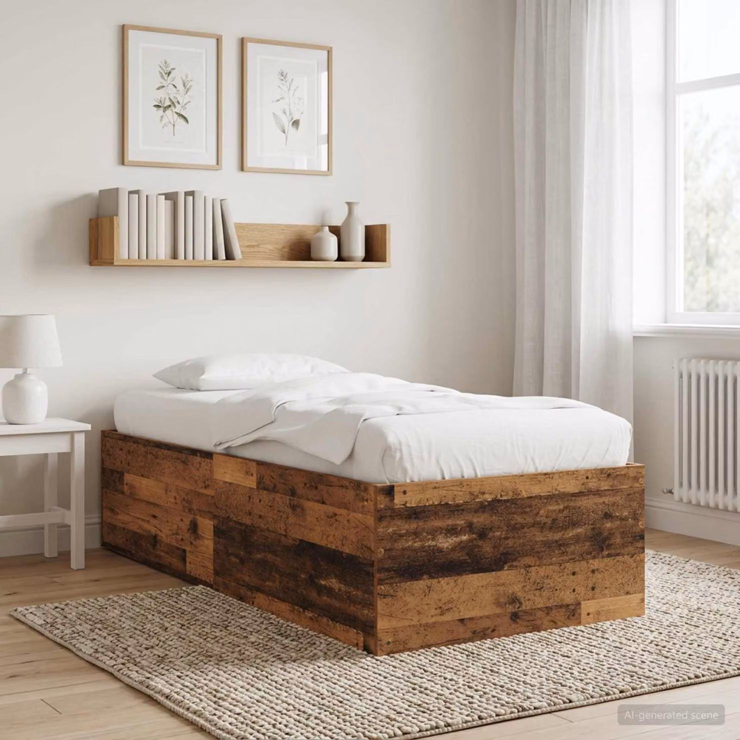 Struttura letto a pavimento vidaXL in legno marrone con doghe fisse L/P/H: 200 x 80 x 45 cm