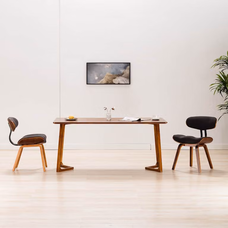 Set di 2 sedie da pranzo vidaXL in legno curvato e tessuto grigio e marrone per cucina e sala da pranzo