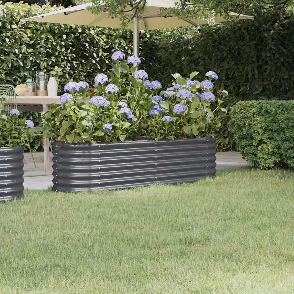 Letto da giardino rialzato vidaXL in acciaio zincato antracite L: 152 cm, P: 40 cm, H: 36 cm