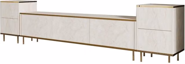 Mobile TV in legno "Imaj" - 260 x 35 x 60 cm - Travertino Oro