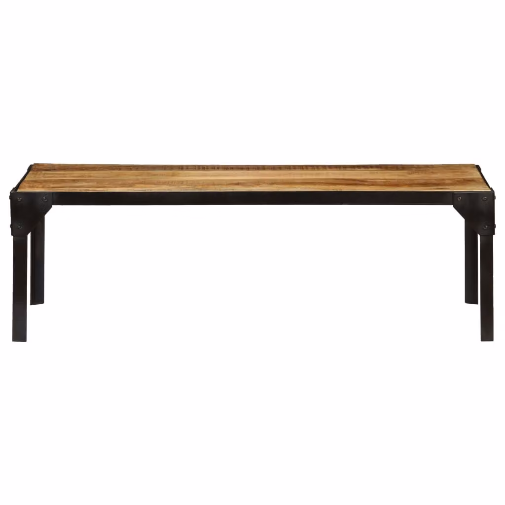 Tavolino da Salotto in Legno Massello di Mango e Acciaio 110 cm