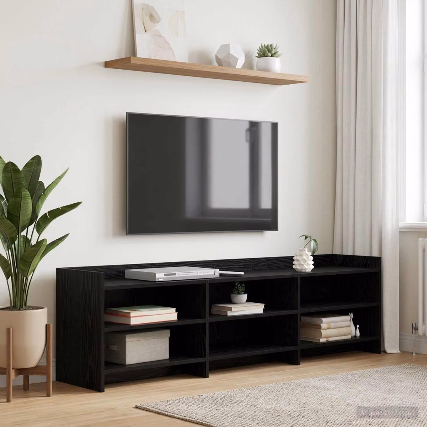 Mobile TV vidaXL moderno in legno ingegnerizzato nero e rovere L/P/H: 168 x 33 x 47 cm
