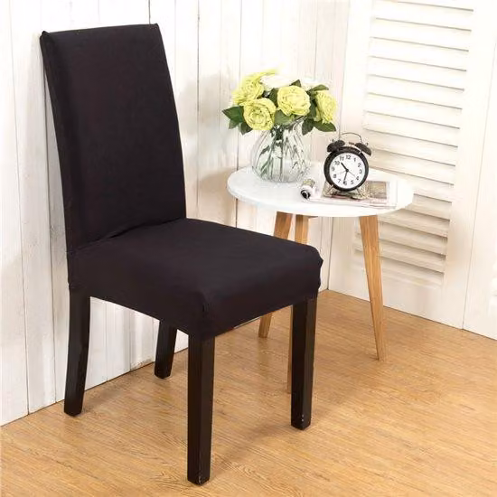 Copri-sedia da sala da pranzo elasticizzato, 6 pezzi, nero, facile da pulire, resistente