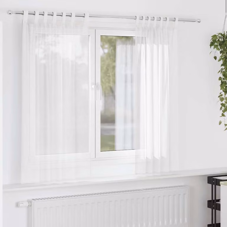 Set di 2 tende semitrasparenti in voile vidaXL, colore bianco, L: 140 cm x H: 175 cm