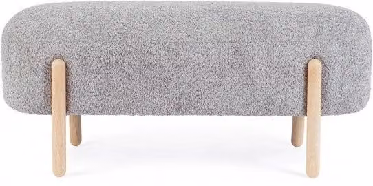 Panca Dalia GIORDANOSHOP in tessuto bouclé grigio chiaro L: 108 cm, P: 41,5 cm, H: 48 cm