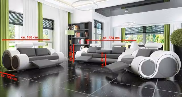Sofa Polster 3+2 Sitz mit USB Sofa Ledersofa Massanfertigung Couch Garnitur
