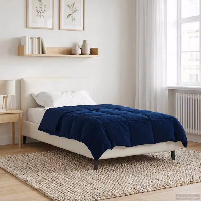vidaXL Piumone Invernale per Adulti in Microfibra Traspirabile e Reversibile, Blu, L/P/H: 135 x 200 cm