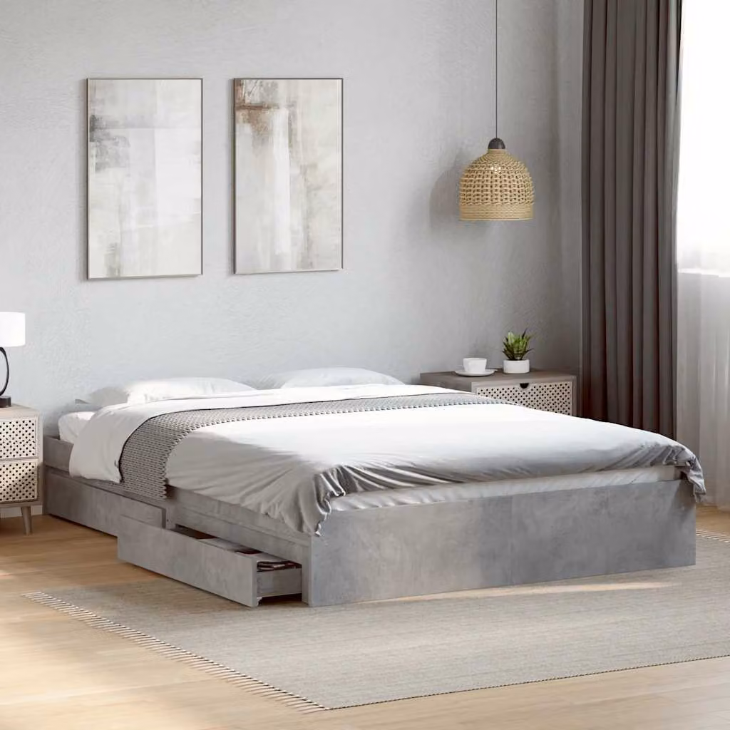 vidaXL Giroletto con Cassetti in Legno Multistrato Grigio 150x200 cm – 1