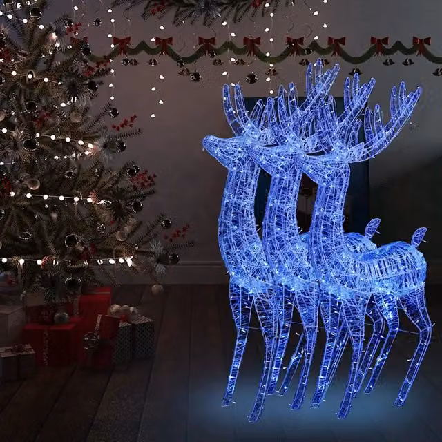 Renne di Natale XXL in Acrilico 250 LED 3 pz 180 cm Blu 3154361
