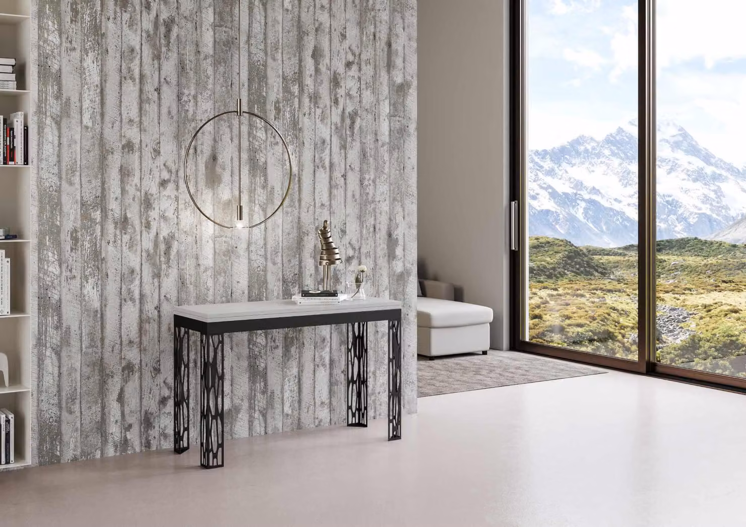 ITAMOBY - Tavolo apribile 120/200x45/90 cm Ghibli Double bianco frassino telaio antracite