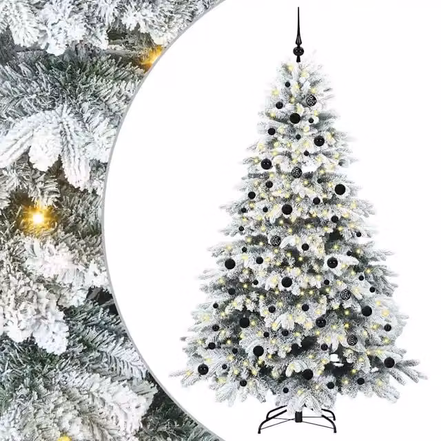 Albero di Natale artificiale moderno vidaXL bianco con 300 LED luce bianca calda in PE e PVC, Altezza: 210 cm