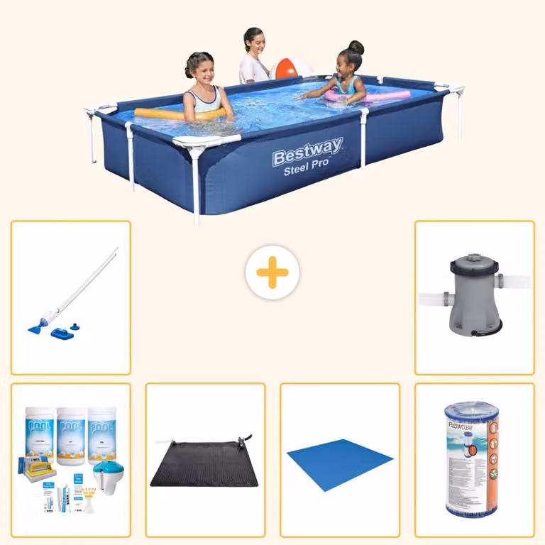 Bestway Steel Pro, piscina rettangolare - 221x150x43 cm - 7 pezzi - Modello S22062